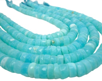 Blue Peruvian Opal Beads | Faceted Heishi | Blue Opal Heishi | SKU 4815