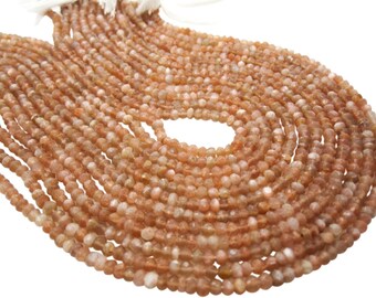 Genuine Peach Moonstone Beads | Golden Moonstone | Faceted Rondelles | 3.5mm | Natural | SKU 5228