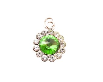Peridot Green and White CZ Sterling Silver Pendant or Focal SKU 5280