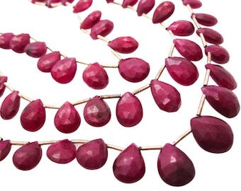 Ruby Briolettes | Natural Ruby Beads | Faceted Ruby Beads | Ruby Beads | Rubies | Faceted Pear Briolettes | Ruby Drops | SKU 5199