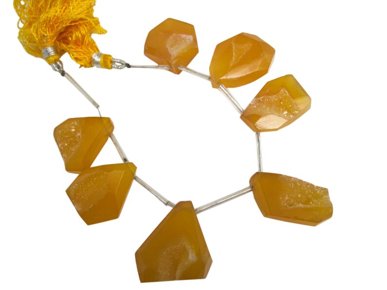 Druzy Quartz Beads Drusy Beads SKU 4911 Yellow Chalcedony Druzy Beads Duzy Drusy Quartz Quartz Drusy 22mm x 28mm