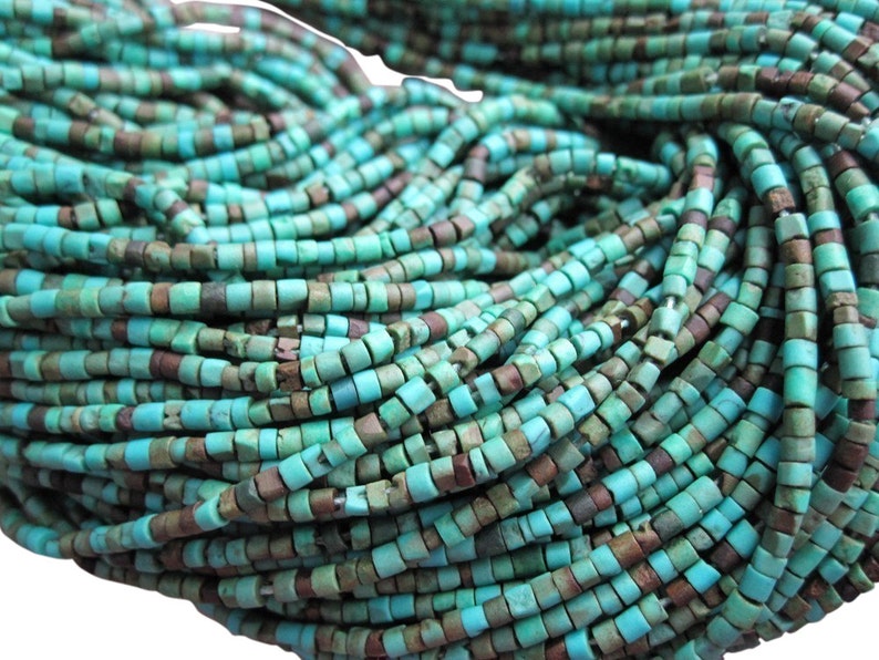 Turquoise Tubes Turquoise Heishi Turquoise Beads Blue Green Turquoise SKU 3878A image 2