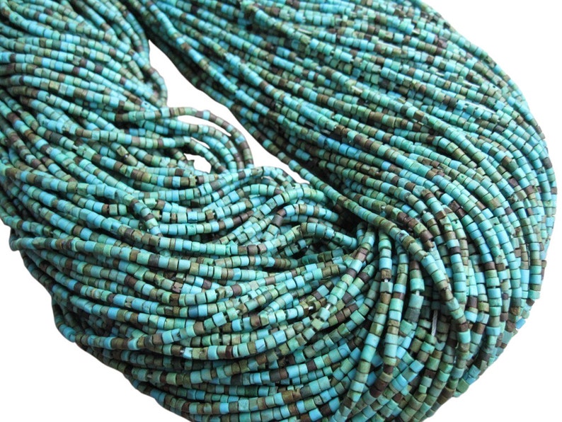 Turquoise Tubes Turquoise Heishi Turquoise Beads Blue Green Turquoise SKU 3878A image 4