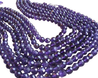 Amethyst Beads, Faceted Round, 7mm to 8mm Round, February Birthstone, Purple Gemstone Beads, SKU 5434A