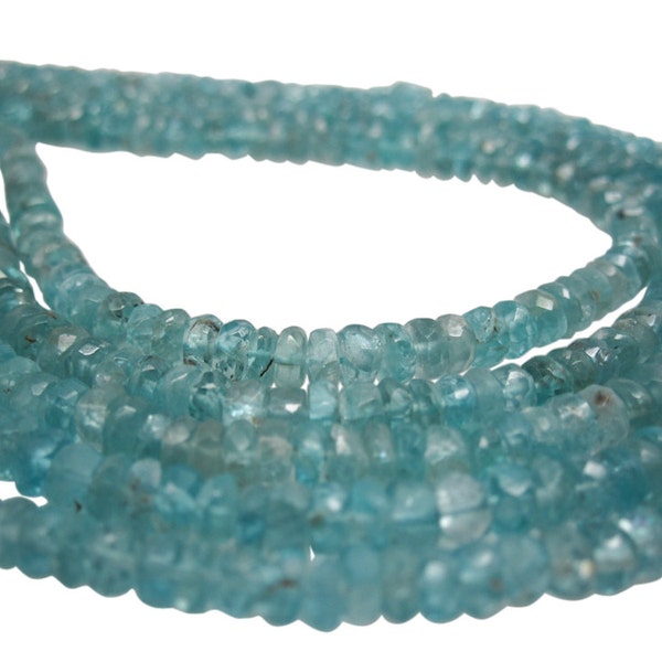 Apatite Beads | Aqua Apatite Rondelles | Apatite Rondelles | Faceted Rondelles | 3.5mm to 4mm | SKU 5436