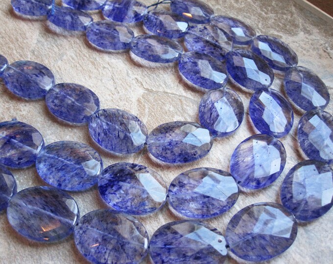 Blueberry Quartz Large Faceted Oval Full Strand Etsy