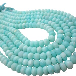 Blue Peruvian Opal Beads, Peruvian Opal Beads, Blue Opal Rondelles, Blue Opal Beads, Faceted Rondelles, SKU 5091 image 4
