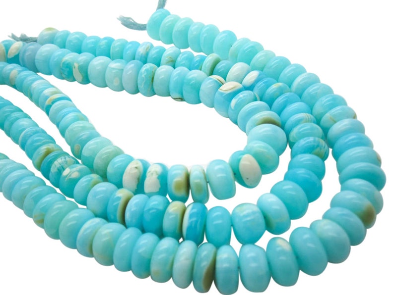 Blue Peruvian Opal Beads, Peruvian Opal Beads, Blue Opal Beads, Rondelles, 12-18, SKU 4917 image 3