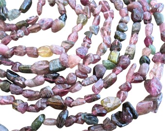 Pink tourmaline Beads, Watermelon Tourmaline Beads, Tumbled nuggets, Luxe AAA, October Birthstone, SKU 3351