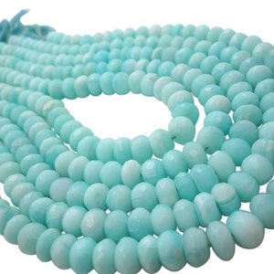 Blue Peruvian Opal Beads, Peruvian Opal Beads, Blue Opal Rondelles, Blue Opal Beads, Faceted Rondelles, SKU 5091 image 5
