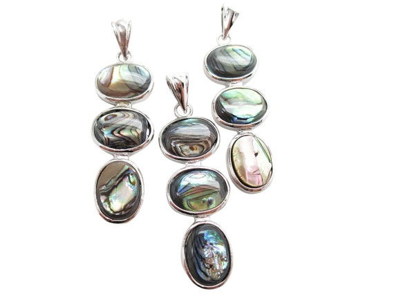 Abalone Pendant, Silver Pendant, Silver Plated Pendant, SKU 5081