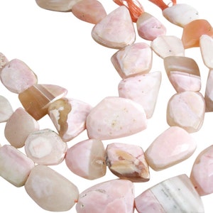 Pink Opal Beads, Pink Peruvian Opal, Pink Opal Nuggets, 17mm x 30mm, Faceted Nuggets, SKU 4042A