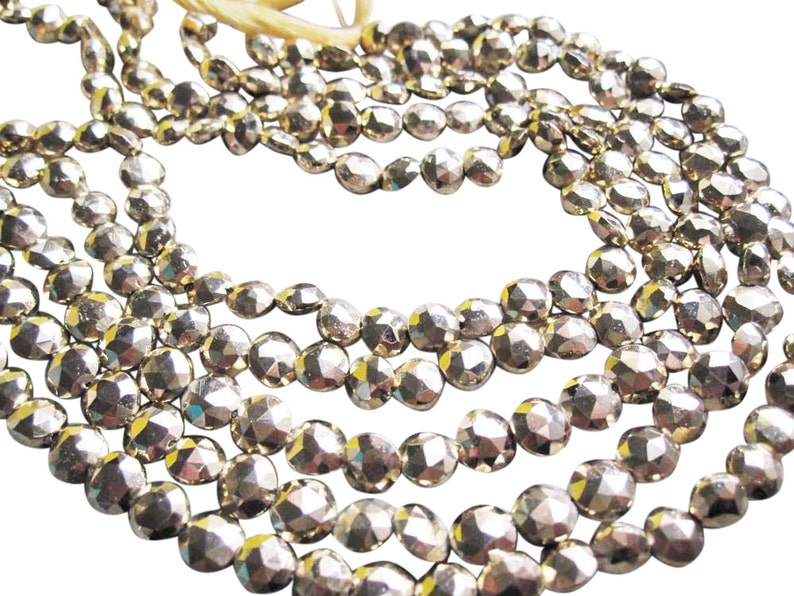 AAA Gold Pyrite Beads Gemstone Faceted Coin, 5mm to 5.5mm, Gold Gemstone, Fools Gold, SKU 2834 image 5