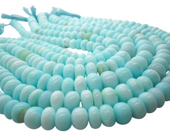 Blue Peruvian Opal Beads, Peruvian Opal Beads, Blue Opal Beads, Rondelles, SKU 5257