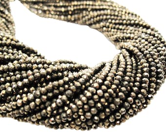 Faceted Pyrite Beads, Pyrite Beads Rondelles, Faceted Rondelles, 2mm, SKU 5267