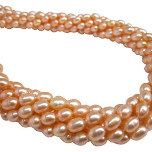 Peach Pearls Peach Color Freshwater Pearls Rice Shape SKU 4728 image 5