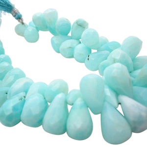 Peruvian Blue Opal Beads | Faceted Teardrops | Peruvian Opal Briolettes | Blue Opal Teardrop Briolette | Peruvian Opal Drops | SKU 4979