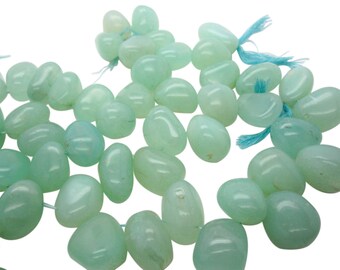 Green Chalcedony Beads, Smooth Nuggets, Chalcedony Beads, SKU 5134A