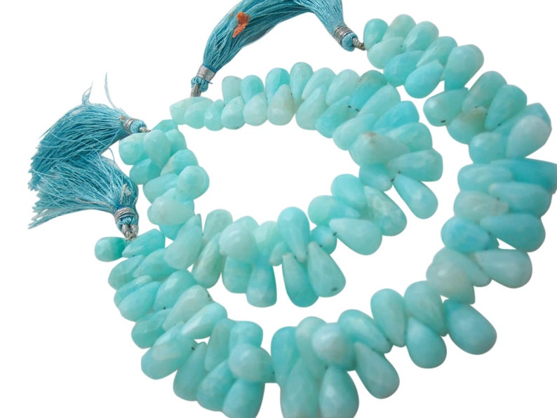 SKU 4948 Blue Opal Teardrop Briolette Faceted Teardrops Peruvian Blue Opal Beads Peruvian Opal Briolettes Peruvian Opal Drops