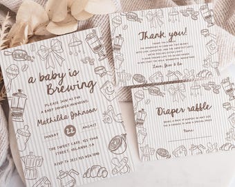A Baby is Brewing Baby Shower Invitation Template: Little Bean Coffee Themed Invite