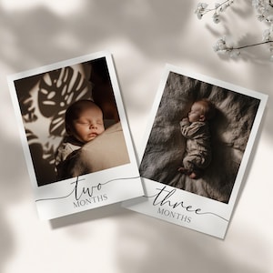Modèle de bannière photo premier anniversaire, cartes-photos 1er anniversaire, guirlande photo modifiable pour la première année de bébé, cartes-photos 12 premiers mois