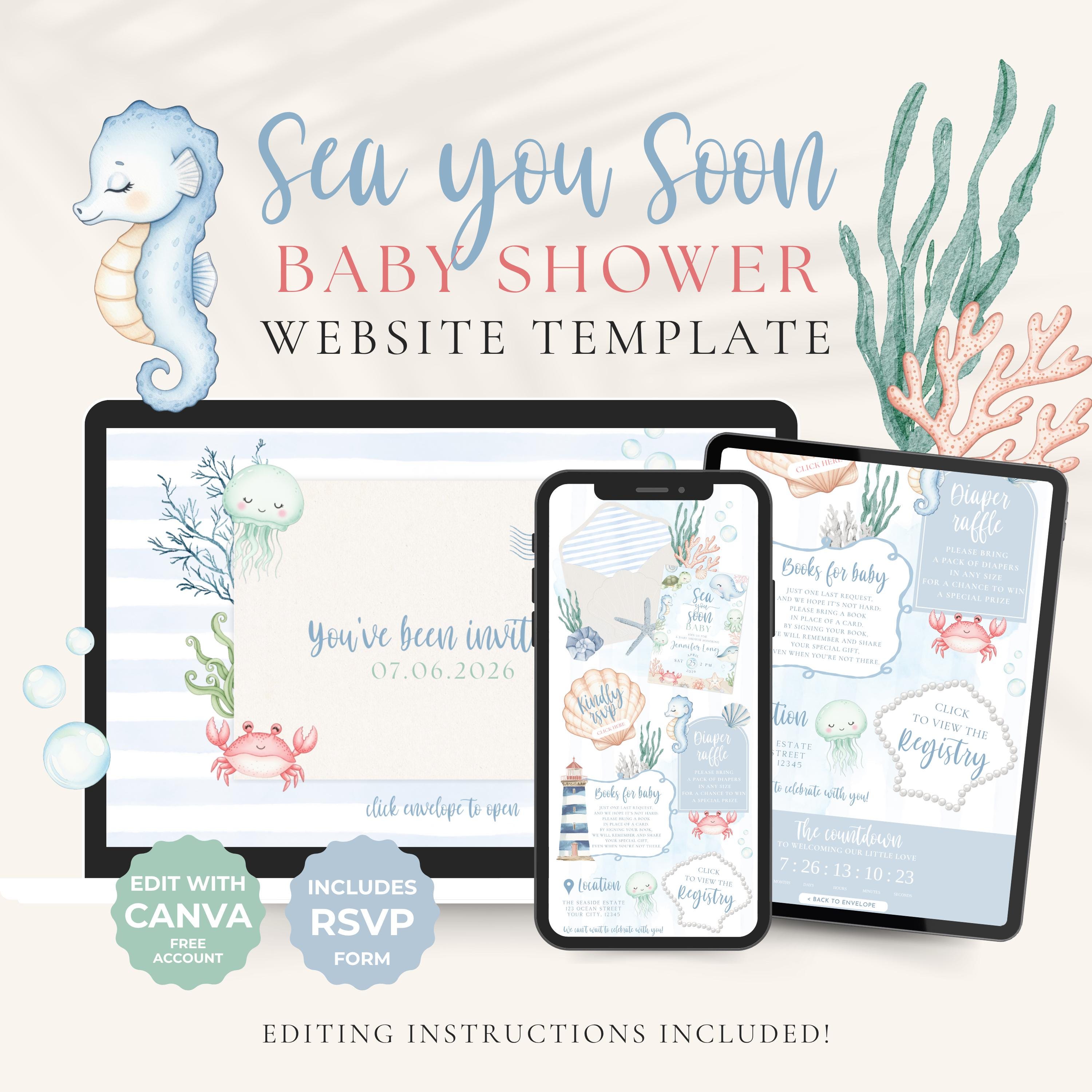 Sea You Soon Baby Shower Invitation Website Template Under the Sea ...