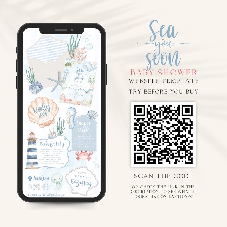 Sea You Soon Baby Shower Invitation Website Template Under the Sea ...