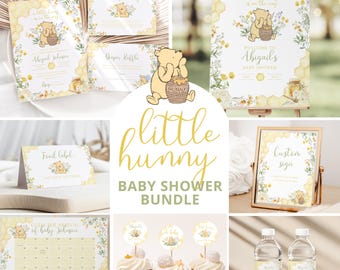 Winnie the Pooh Baby Shower Bundle: Invitations, Games, and Decor (Canva Template)