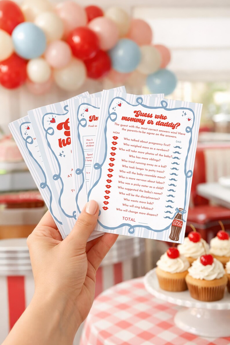 She's Ready to Pop Baby Shower Bundle, Soda Pop Games, Boy Baby Shower Editable Canva Template image 18