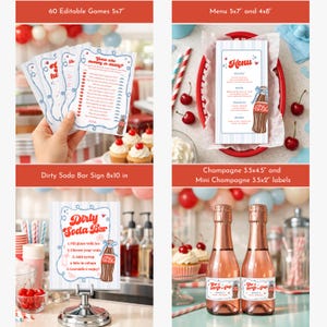 She's Ready to Pop Baby Shower Bundle, Soda Pop Games, Boy Baby Shower Editable Canva Template image 5