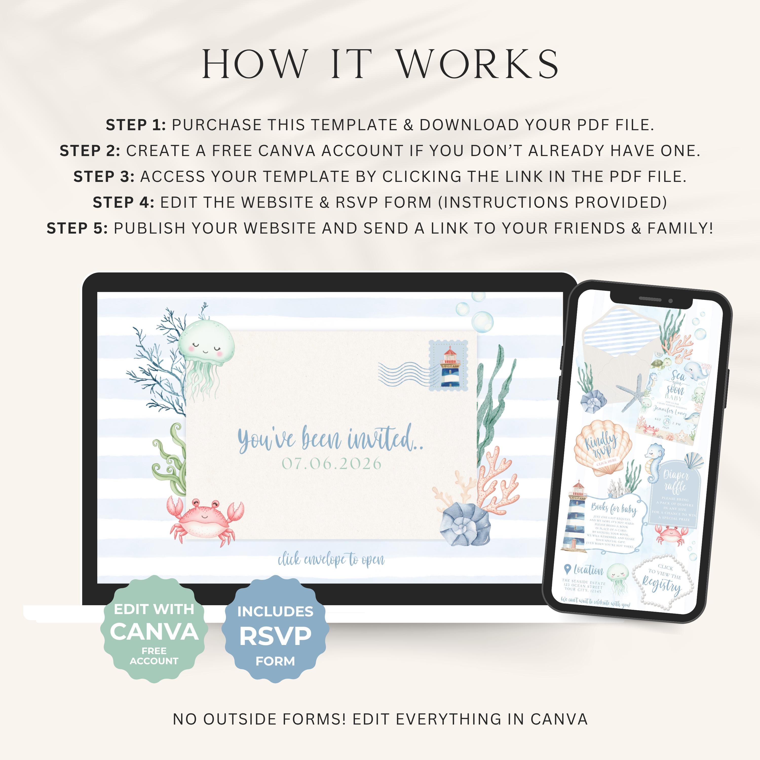 Sea You Soon Baby Shower Invitation Website Template Under the Sea ...