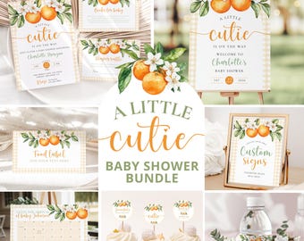 Little Cutie Baby Shower Bundle: Clementine Theme, Editable Templates (Digital Download)