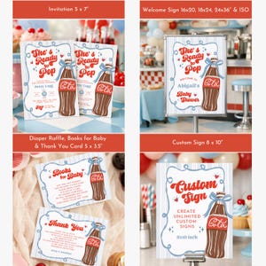 She's Ready to Pop Baby Shower Bundle, Soda Pop Games, Boy Baby Shower Editable Canva Template image 2