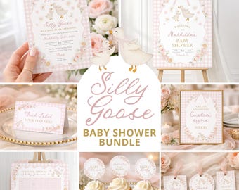 Dumme Gans Baby Shower Bundle, Mädchen-Party-Dekoration, Spiele, Schilder, errate das Fälligkeitsdatum