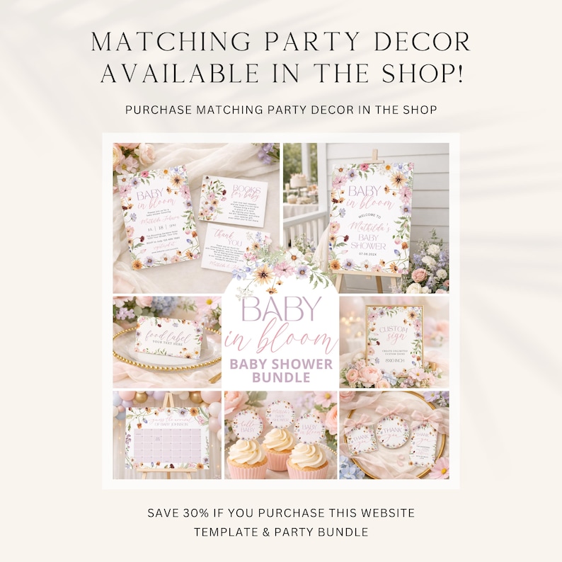 Wildflower Baby Shower Website Template, Baby in Bloom Invite with RSVP, Floral Evite image 5