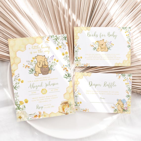 Winnie the Pooh Baby Shower Invitation Bundle: Books for Baby, Diaper Raffle