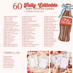 She's Ready to Pop Baby Shower Bundle, Soda Pop Games, Boy Baby Shower Editable Canva Template image 7