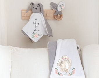 Baby Blanket, Blanket for Baby, Baby Gift Box, Personalized Baby Blanket, Baby Shower Gift, Bunny Blanket, Rabbit Blanket, Bunny Lovey