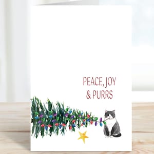 Tarjetas navideñas de gatos, juego de tarjetas navideñas, gatos, papelería de gatos, tarjetas de gatos, tarjetas navideñas de gatos, mascotas, tarjetas familiares, amantes de los gatos, gato de esmoquin