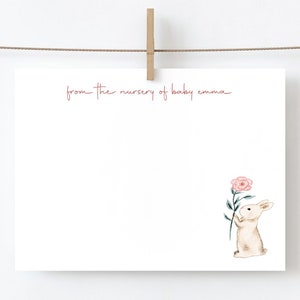Mots de remerciement baby shower, papeterie personnalisée pour bébé, cartes de remerciement baby shower, cartes de remerciement bébé, petite fille, lapin, lapin