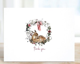 Baby Girl Thank You Cards, Baby Thank You Cards, Baby Shower Thank You Cards, Baby Shower Thank You Notes, Thank You Baby, Woodland, Boho