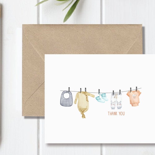 Baby Shower Thank You Cards Gender Neutral Recycled Baby Etsy