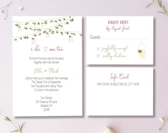 Casual Wedding Invitations, Wedding Invites, Backyard Wedding, Simple Wedding Invitations, I do Me Too, Garden Wedding, Outdoor, Patio