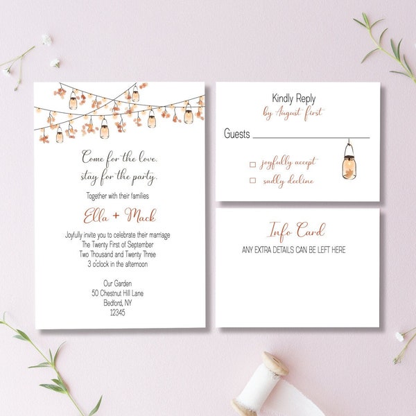 Casual Wedding Invitations, Wedding Invites, Backyard Wedding, Fall Wedding Invitations, Autumn, Garden Wedding, Outdoor, Patio