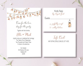 Casual Wedding Invitations, Wedding Invites, Backyard Wedding, Fall Wedding Invitations, Autumn, Garden Wedding, Outdoor, Patio