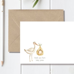 Baby Shower Thank You Cards, Gender Neutral, Recycled, Baby Thank Yous, Stork, Thank You Notes Baby, Thank You Cards Baby, Girl, Boy