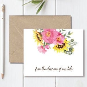 Gift For Teacher, Teacher Gift,  Personalized Note Cards, Teacher Stationery, Stationary, Note Cards for Teacher, Gift from Class