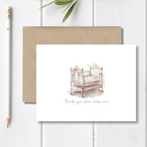 Cartes de remerciement bébé, bébé fille, chambre de bébé, cartes de remerciement chambre d'enfant, notes de remerciement bébé, cartes de remerciement baby shower, merci bébé