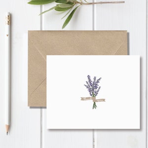 Thank You Cards, Thank You Card Set, Thank You Notes, Lavendar, Flowers, Floral, Recycled, Rustic, Wedding, Bridal Shower, Lavendar Garden