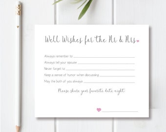 Advice Cards for Bridal Shower, Bridal Shower Activity, Bridal Shower Games, Wishes for Bride and Groom, Advice Cards for Wedding